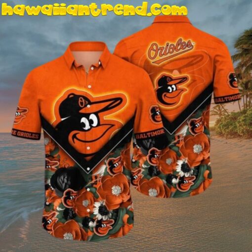 Baltimore Orioles 3D Tropical Flower Hawaiian Shirt