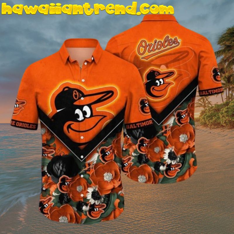 Baltimore Orioles 3D Tropical Flower Hawaiian Shirt