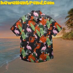 Baltimore Orioles Flamingo Tropical Leafs Button Up Hawaiian Shirt