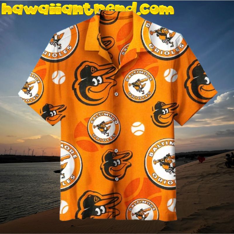 Baltimore Orioles Logo Black And White Theme Hawaiian Shirt