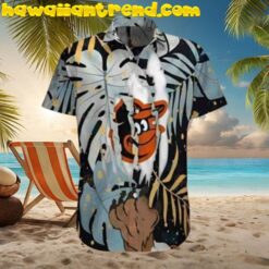 Baltimore Orioles MLB Summer Scratch Bear Tropical Leafs Hawaiian Shirt