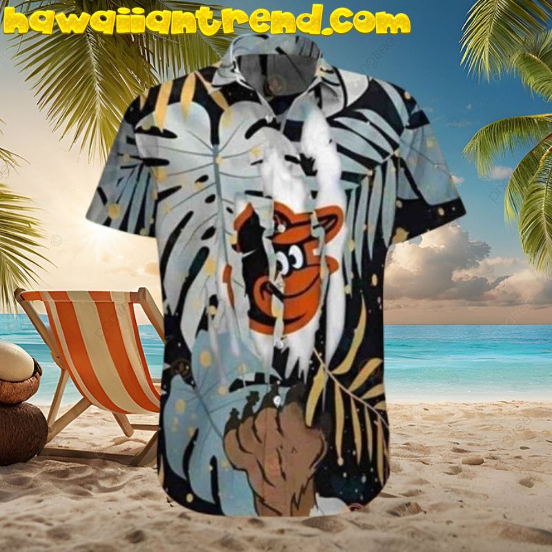 Baltimore Orioles MLB Summer Scratch Bear Tropical Leafs Hawaiian Shirt