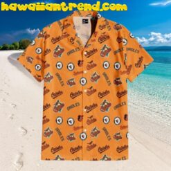 Baltimore Orioles Orange Feathers Hawaiian Shirt