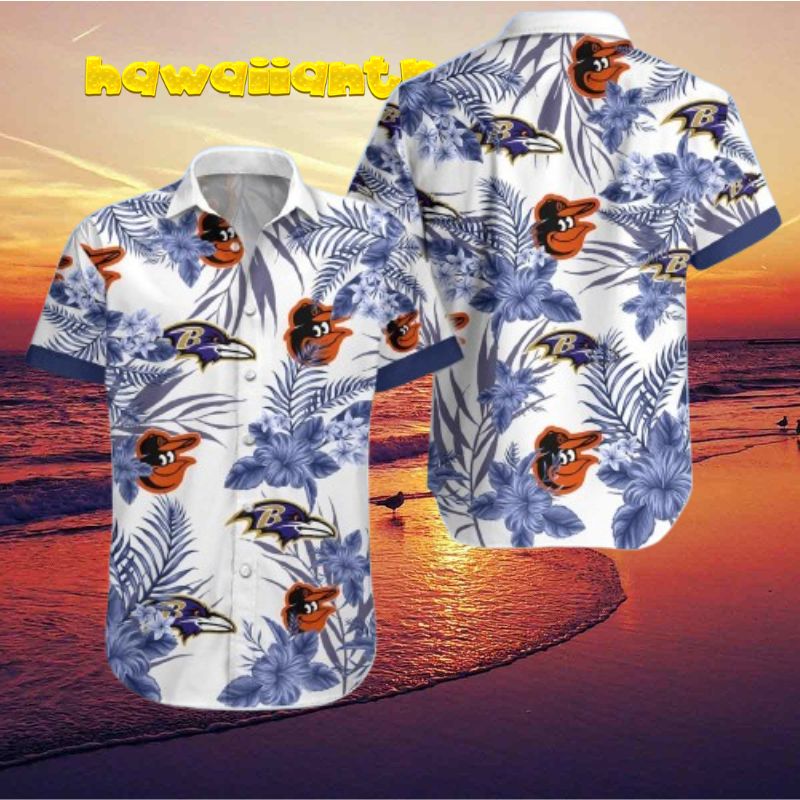 Baltimore Orioles Ravens Tropical Floral Holiday Hawaiian Shirt