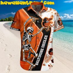 Baltimore Orioles Skeleton Swing Hawaiian Shirts