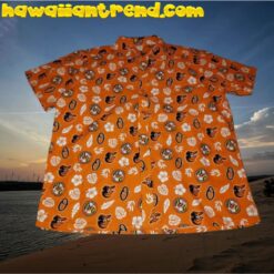 Baltimore Orioles Tropical Leafs MLB Orange Short Sleeve Hawaiian Shirt