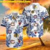 Chicago Cubs Blue Red Allover Print Retro Patchwork Hawaiian Shirt