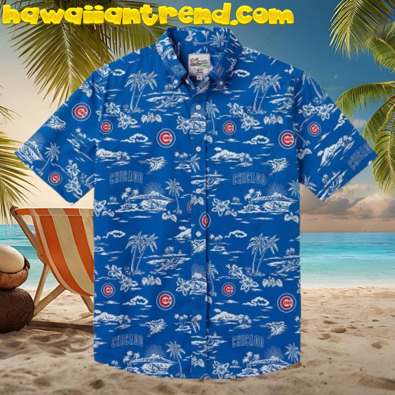 Chicago Cubs Coconut Island Blue Theme Hawaiian Shirt