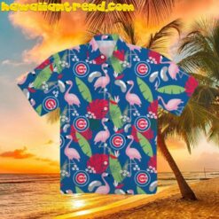 Chicago Cubs Floral Pink Flamingo Hawaiian Shirt