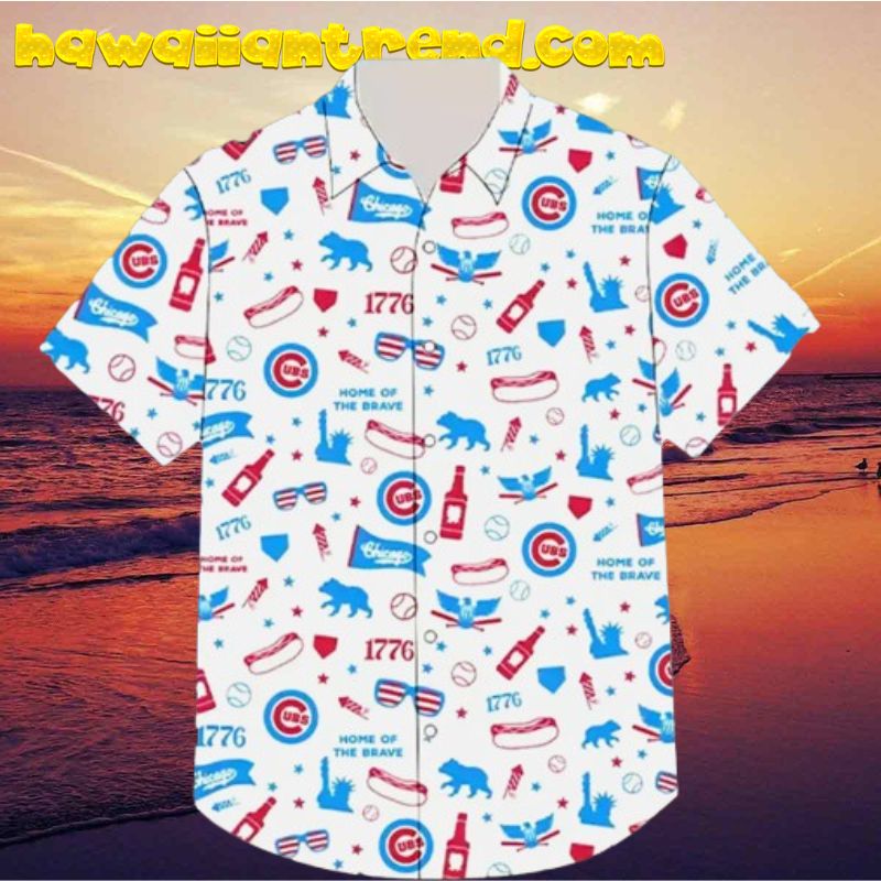Chicago Cubs Home Of The Brave 1776 Hawaiian Shirt