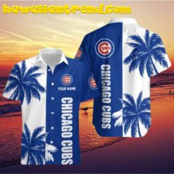 Chicago Cubs Palm Paradise White And Blue Hawaiian Shirt