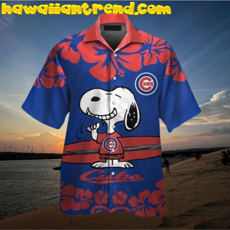 Chicago Cubs Snoopy Surf Wave Tropical Hawaiian Shirt