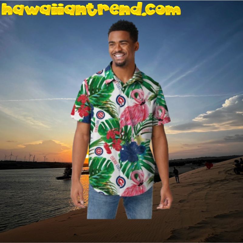 Chicago Cubs Tropical Summer Pink Flamingo Aloha Hawaiian Shirt