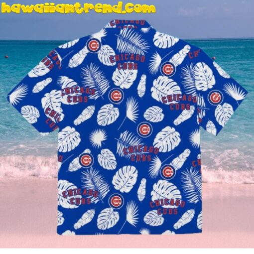 Chicago Cubs Tropical White Leafs And Flowers Hawaiian Shirt