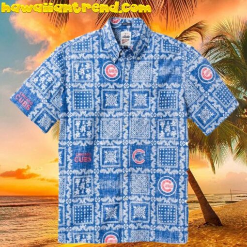 Chicago Cubs Vintage Square Pattern Aloha Hawaiian Shirt