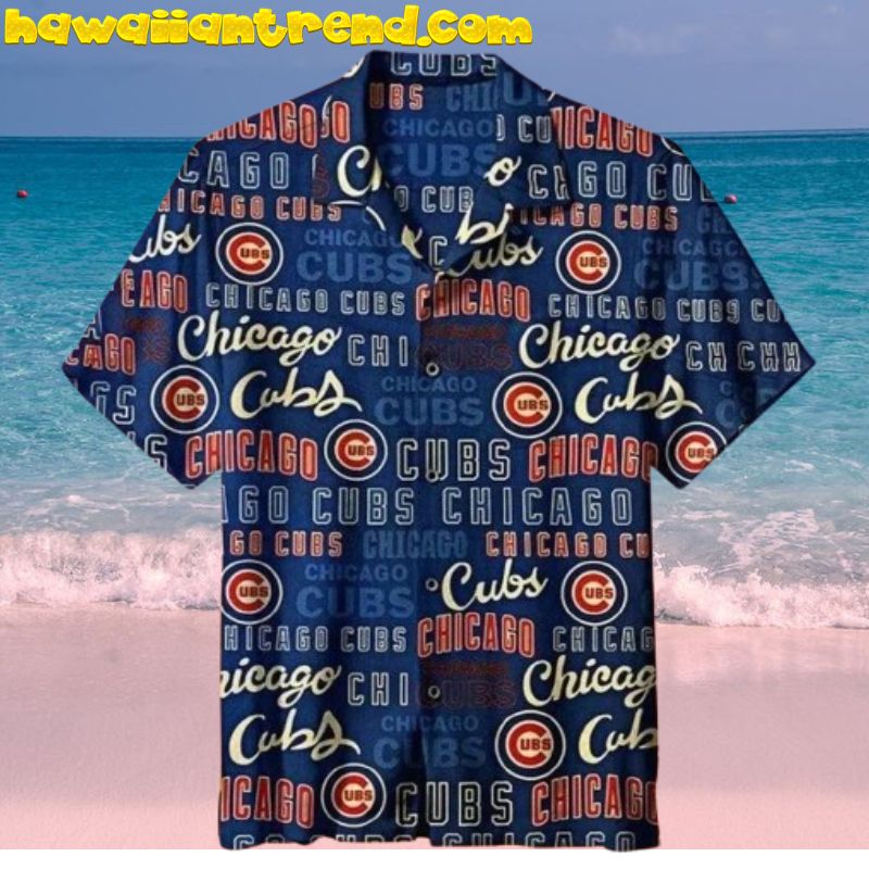 Chicago Cubs Vintage Text Printed Hawaiian Shirt