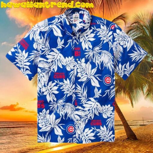 Chicago Cubs White Leaf Aloha Hawaiian Shirt