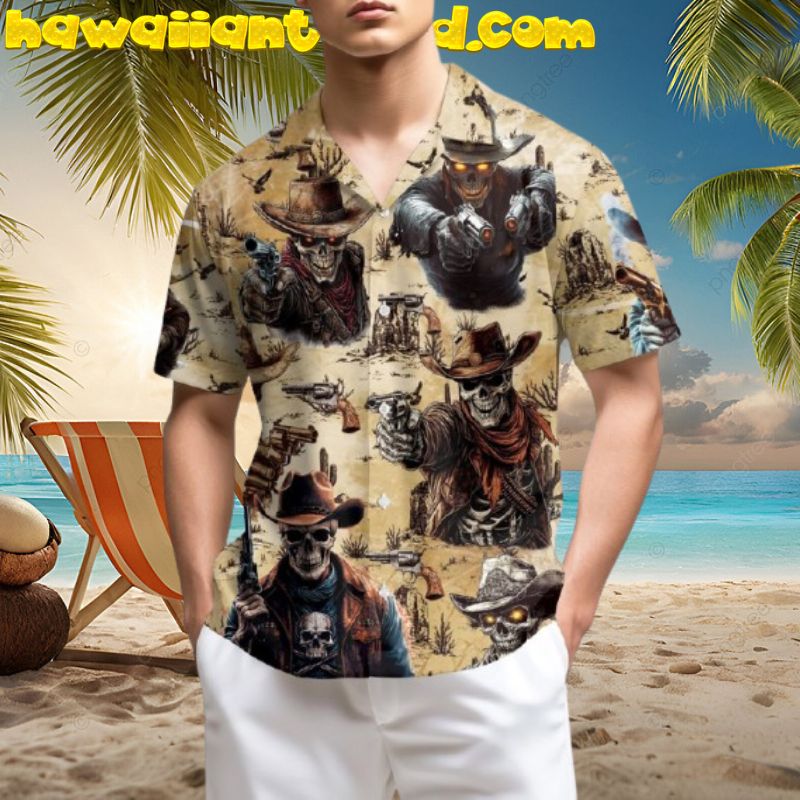 Cowboy Skull Western Gothic Style Hawaiian Shirt