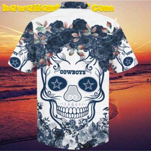 Dallas Cowboys NFL Flower Skull Hawaiian Shirt