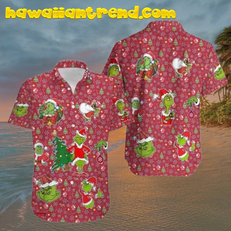 Funny Grinch Pine Tree Aloha Hawaiian Shirt