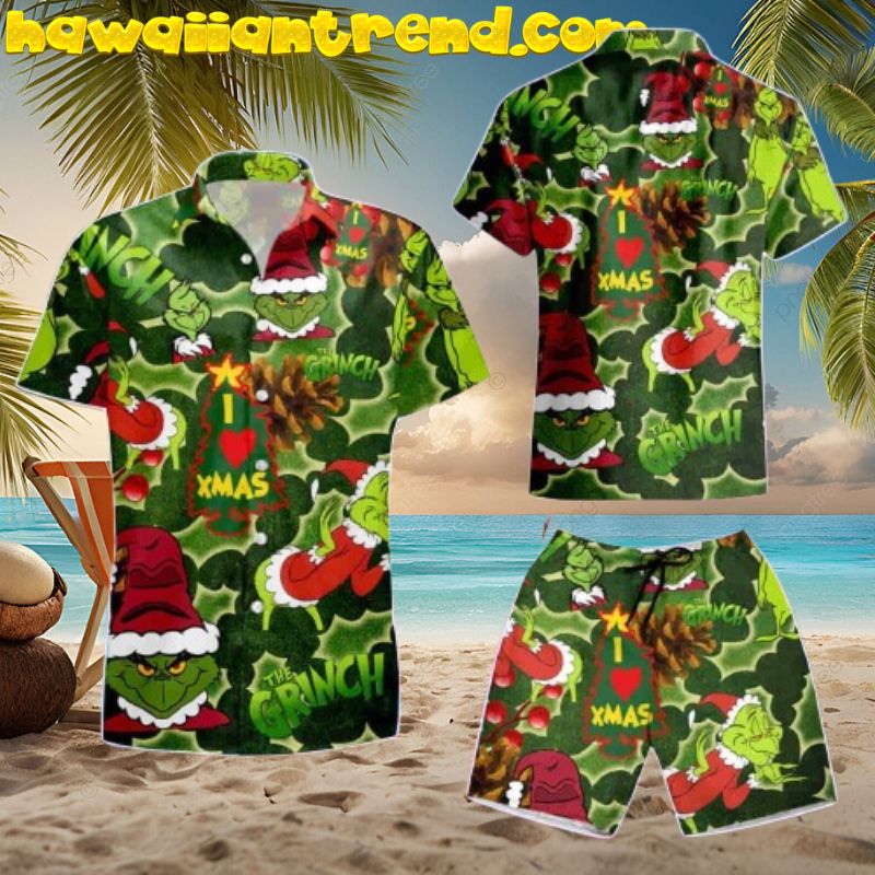 Grinch I Love Xmas Hawaiian Shirt And Short