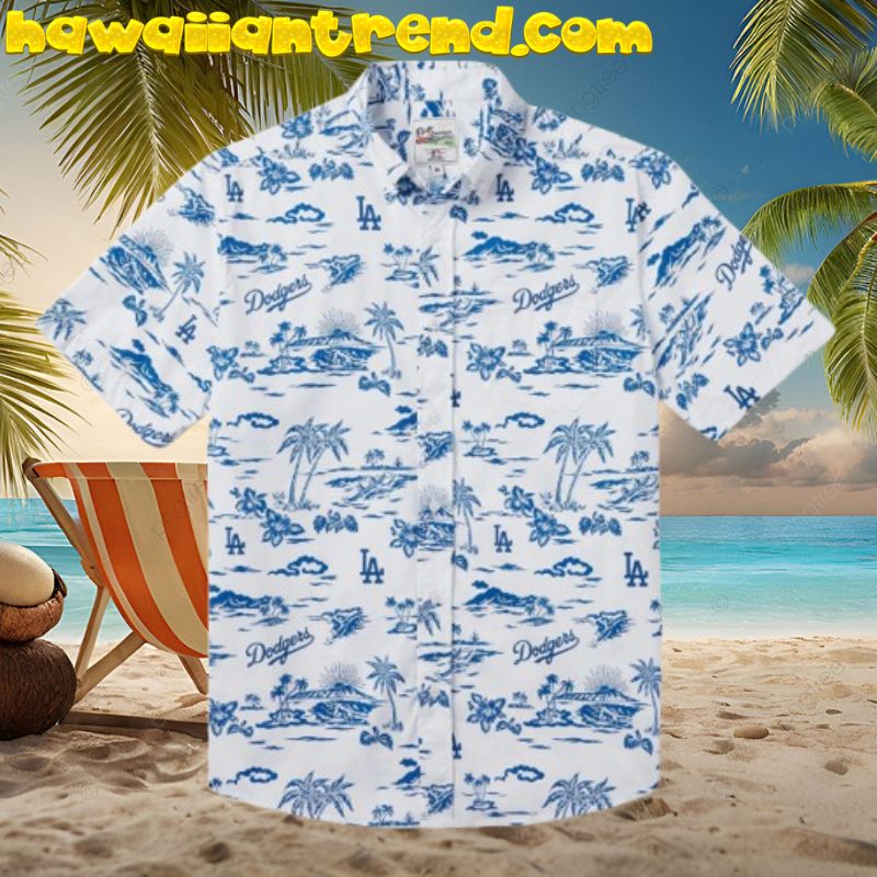 LA Dodger Sunrise Tropical Island Hawaiian Shirt