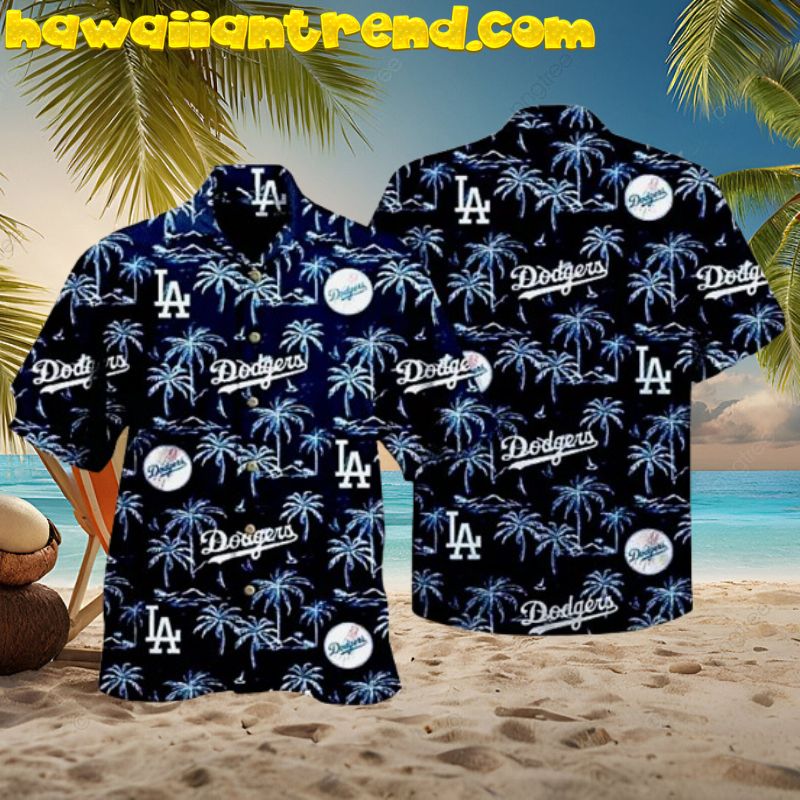 LA Dodgers Coconut Island Logo Summer Aloha Hawaiian Shirt