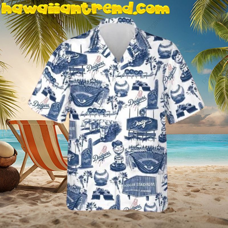 LA Dodgers MLB Symbols Stadium Hawaiian Shirt