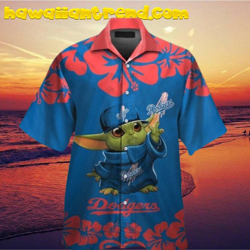 Los Angeles Dodgers Baby Yoda Short Sleeve Tropical Aloha Hawaiian Shirt