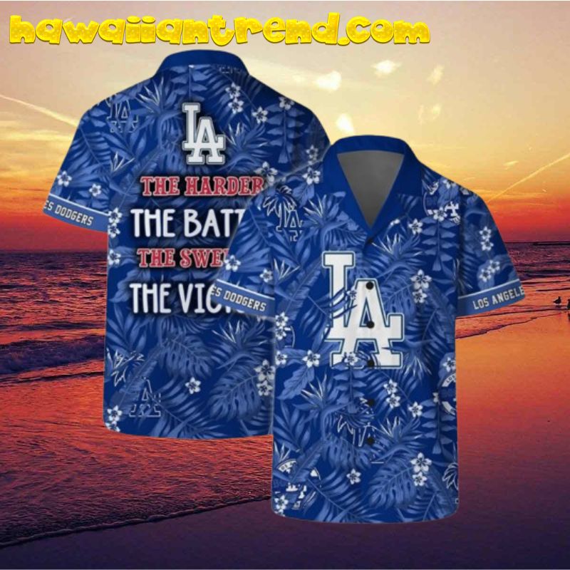 Los Angeles Dodgers Battle Victory Tropical Leaf Hawaiian Shirt