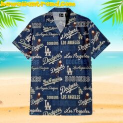 Los Angeles Dodgers Logo Fusion Vintage Hawaiian Shirt