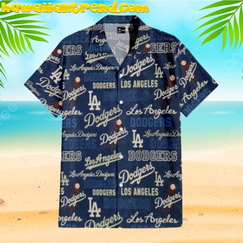 Los Angeles Dodgers Logo Fusion Vintage Hawaiian Shirt