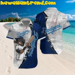 Los Angeles Dodgers Mascot Bat Swing Hawaiian Shirt