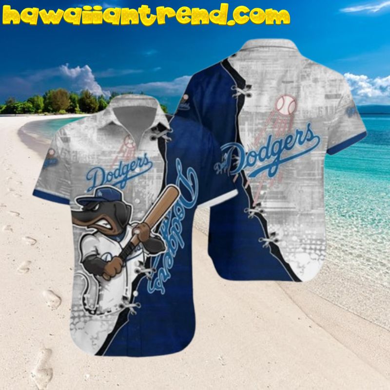 Los Angeles Dodgers Mascot Bat Swing Hawaiian Shirt