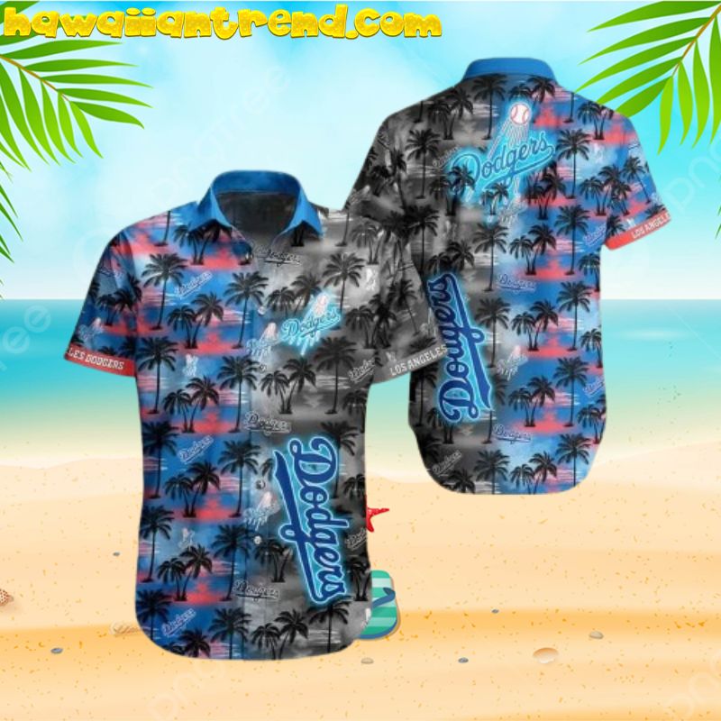 Los Angeles Dodgers Mlb Sunset On Tropical Island Hawaiian Shirt