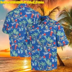 Los Angeles Dodgers Santa Player On Palm Island Aloha Hawaiian Shirt