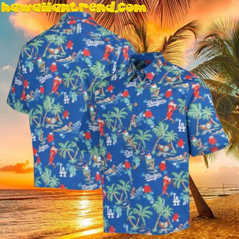 Los Angeles Dodgers Santa Player On Palm Island Aloha Hawaiian Shirt