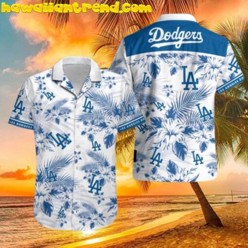 Los Angeles Dodgers Tropical Hibiscus Floral Hawaiian Shirt And Beach Short