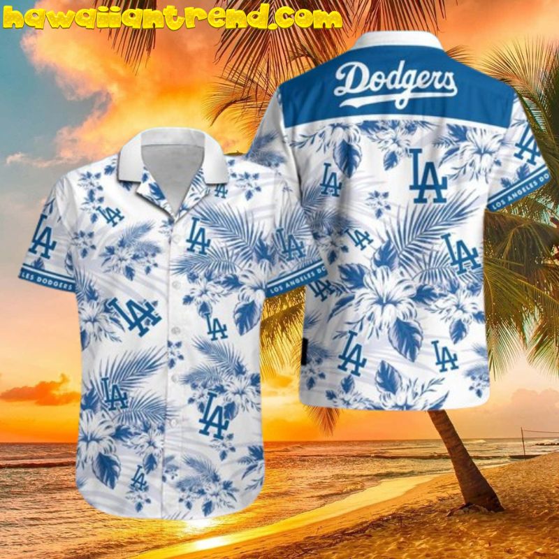 Los Angeles Dodgers Tropical Hibiscus Floral Hawaiian Shirt And Beach Short