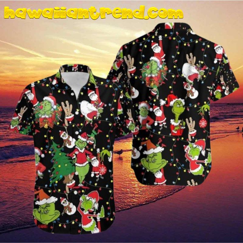 Merry Grinchmas Santa LED Vintage Hawaiian Shirt