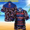 Men Chicago Cubs Wrigleyville Ivy Print Button Up Hawaiian Shirt