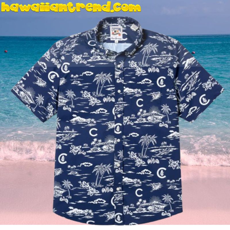 Mlb Chicago Cubs Tropical Island White Hawaiian Shirt