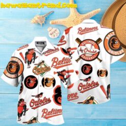Orioles Pattern Logo Mascot Hawaiian Shirt