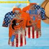 Orioles Pattern Logo Mascot Hawaiian Shirt
