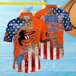 Red White Baltimore Orioles Fourth Of July Hawaiian Shirt