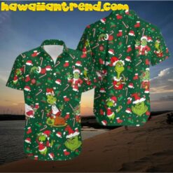 Santa Grinch Having Dinner Aloha Hawaiian Shirt