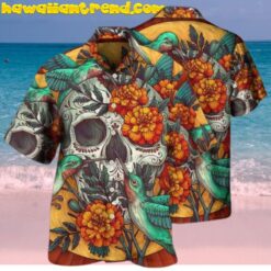 Skull Floral Skull Hummingbird Tropical Hawaiian Shirt