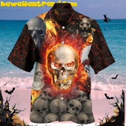 Skull Lava On Fire Hawaiian Shirt
