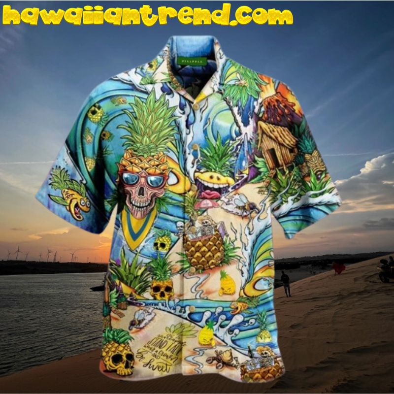 Skull Red Butterfly Pattern Dark Theme Hawaiian Shirt