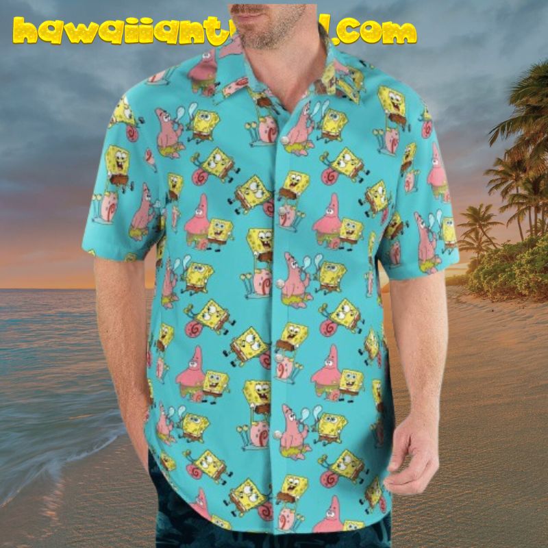 Spongebob And Patrick Star Blue Summer Beach Aloha Hawaiian Shirt